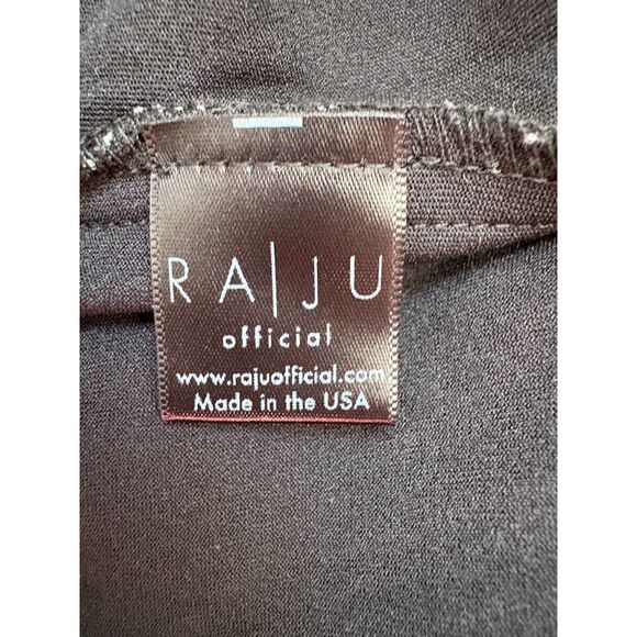 Ra Ju Palm Midi Dress Size M Black White Tropical Front Tie Abstract Classy - Picture 9 of 12